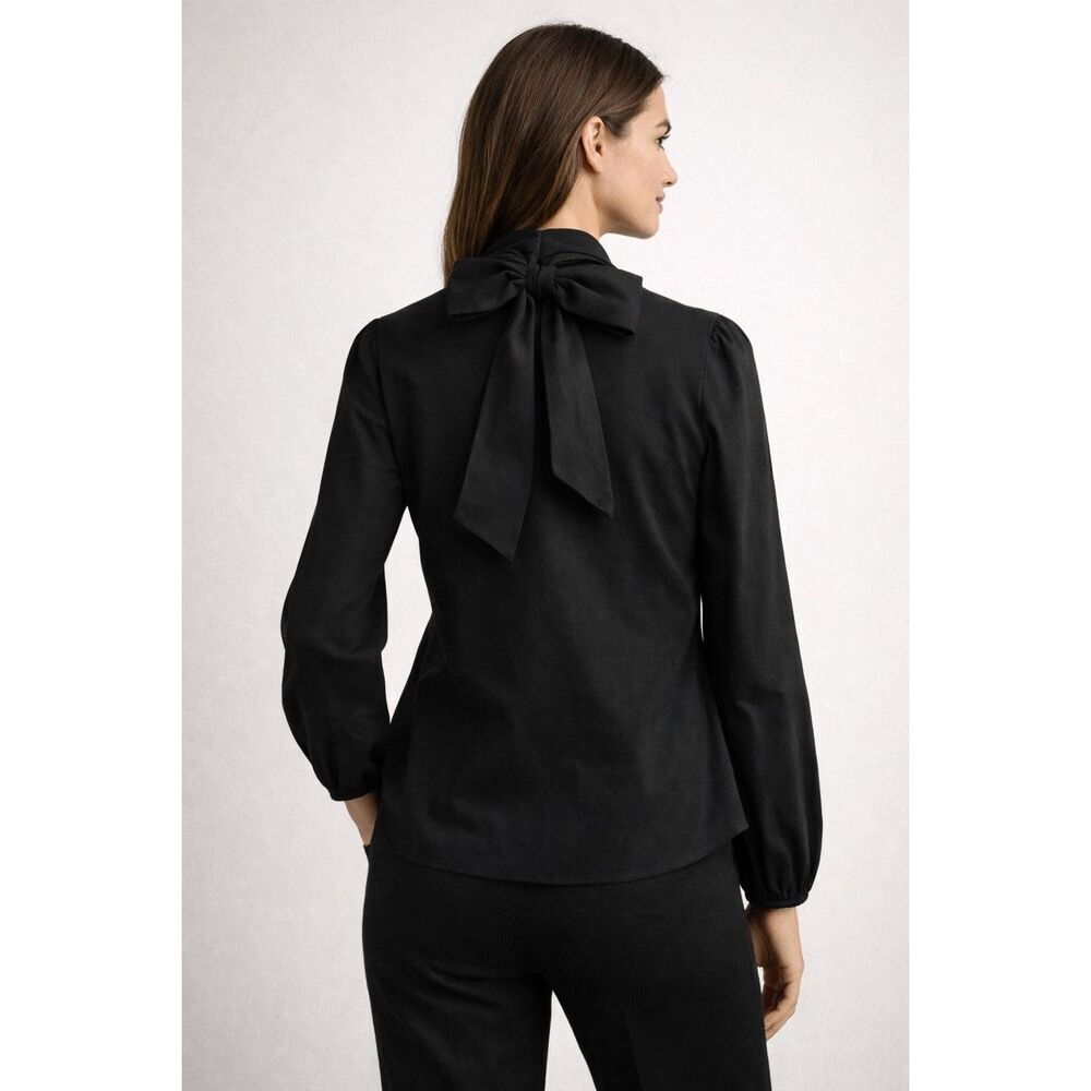 Carolina Herrera Black Tie Neck Blouse Women’s Small Long Sleeve Portugal